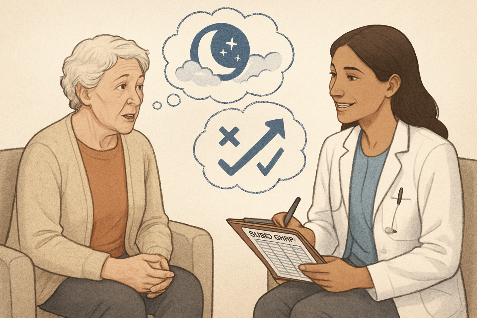 Older adult receiving CBT-I therapy support for insomnia treatment