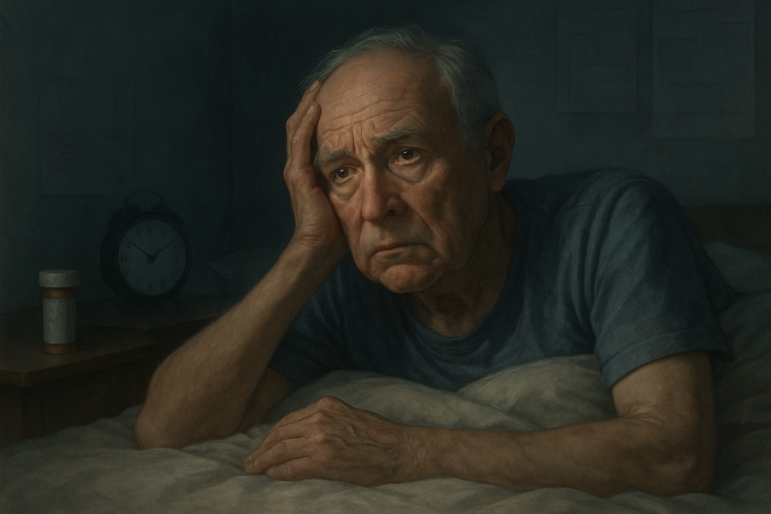 Older adult experiencing sleep difficulties and insomnia challenges